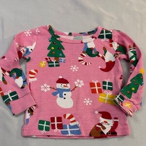 The Children's Place - 6-9M Festive Pink Holiday long sleeve PJ top